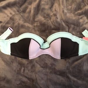 Victoria's Secret Mint, Black & purple colorblock flirt  Bandeau Bikini Top